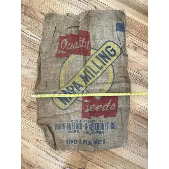 Vintage Napa Milling Feeds Burlap Sacks - Quality Grains - Set of 4 - Picture 4 of 4